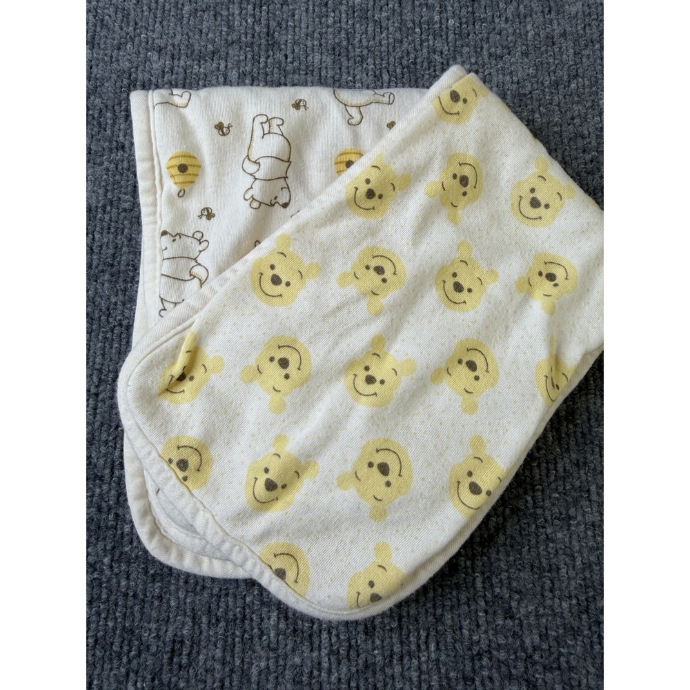 Disney Baby‎ Winnie the Pooh Burp Cloths Set of 2 Cotton Yellow White Baby
